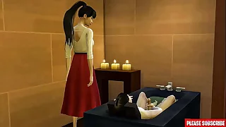 Asian step-mom Helping stepson Masturbate In The Bath