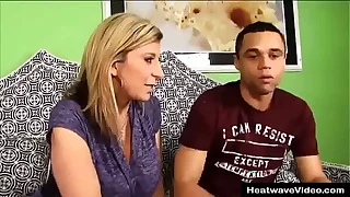 Amazing mature blondes fuck a black guy on the couch